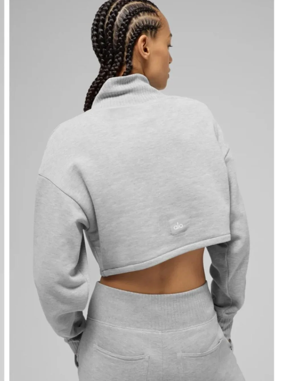 ALO Yoga Cropped Serenity Coverup Sweatshirt Heather Gray Women's Medium